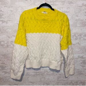 Forever 21 Yellow and White Knit Sweater
